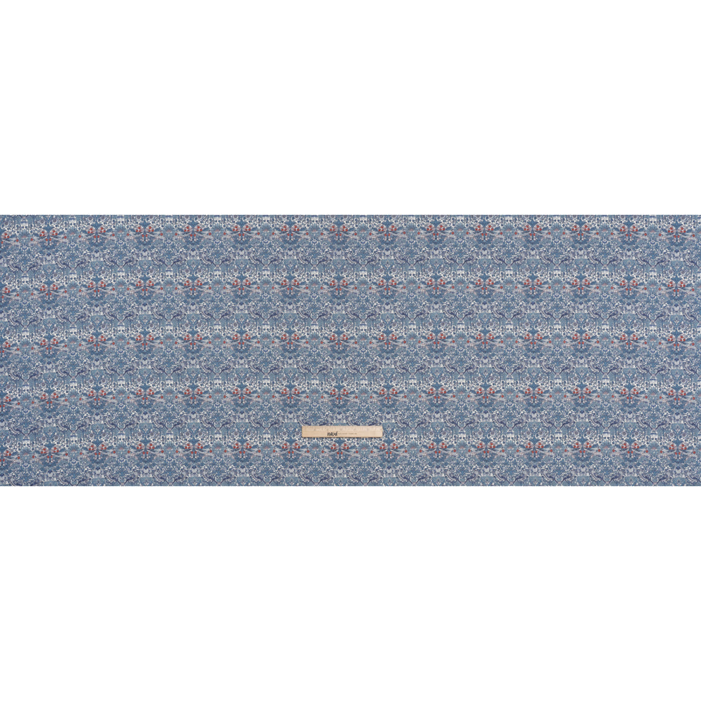 Liberty Fabrics Tana Lawn® - Strawberry Thief Spring Blue - Muted Blue Green, Navy and Red Birds, Berries and Flowers