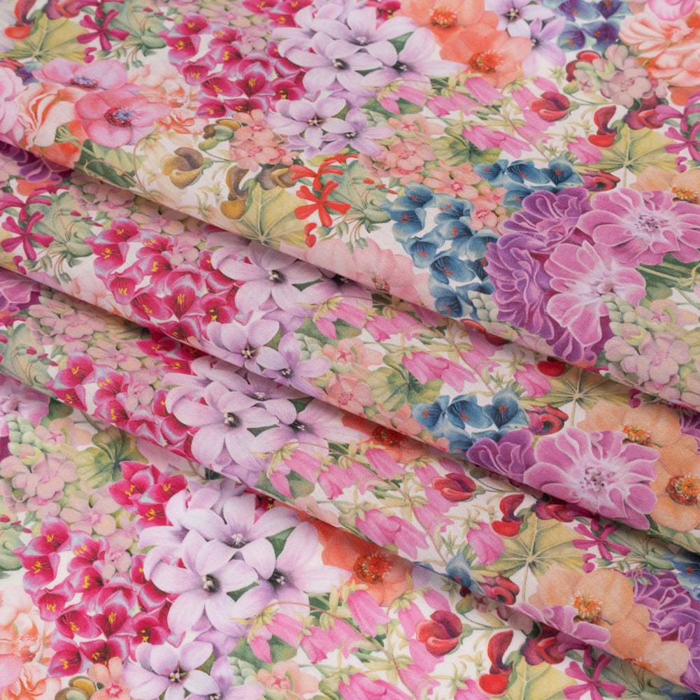 Liberty Fabrics Tana Lawn® - Painted Travels Pink - Bright Pink, Light Purple and Soft Green Lush Florals