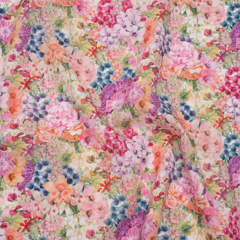 Liberty Fabrics Tana Lawn® - Painted Travels Pink - Bright Pink, Light Purple and Soft Green Lush Florals