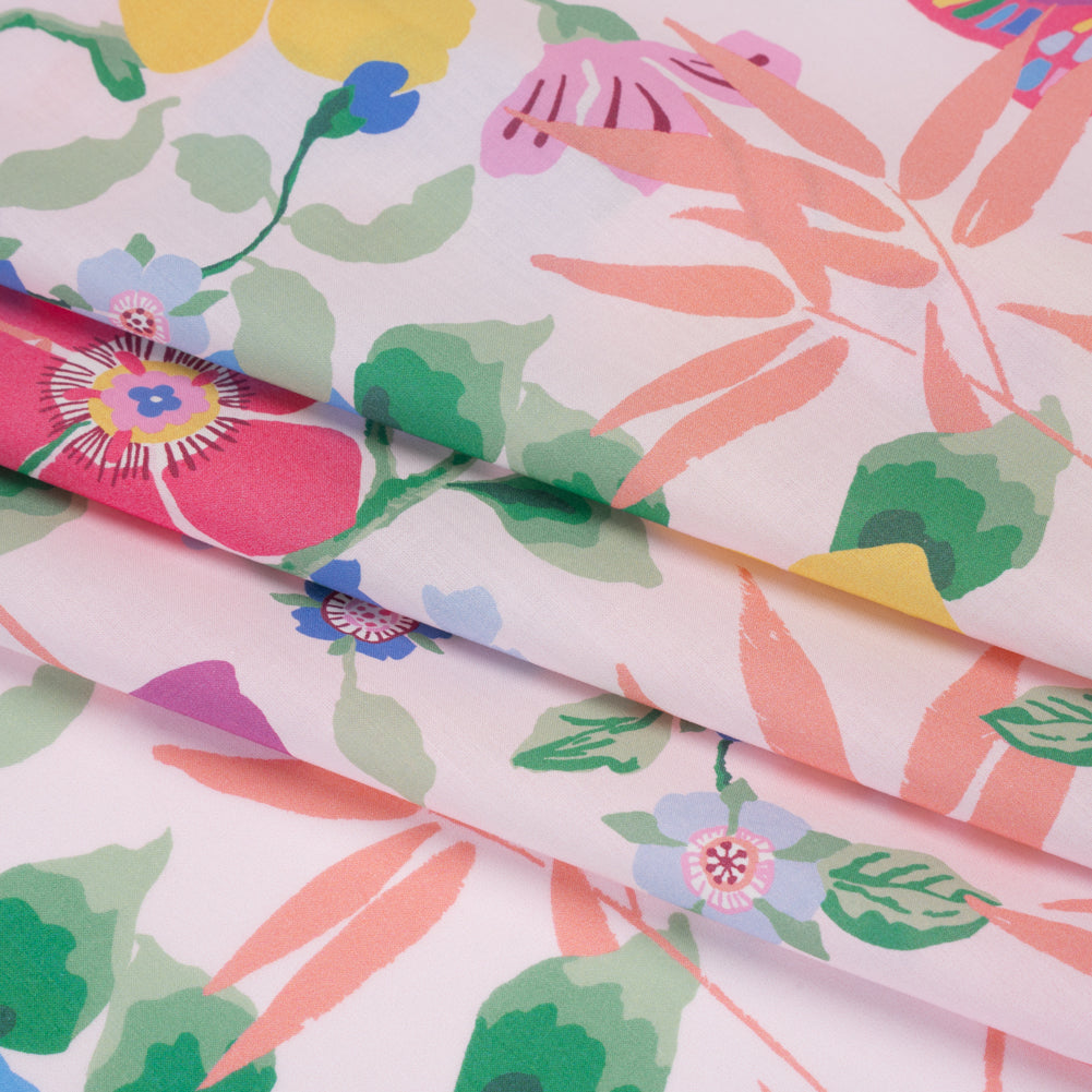 Liberty Fabrics Tana Lawn® - Pavilion Pink - Light Pink, Yellow and Green Bold Florals