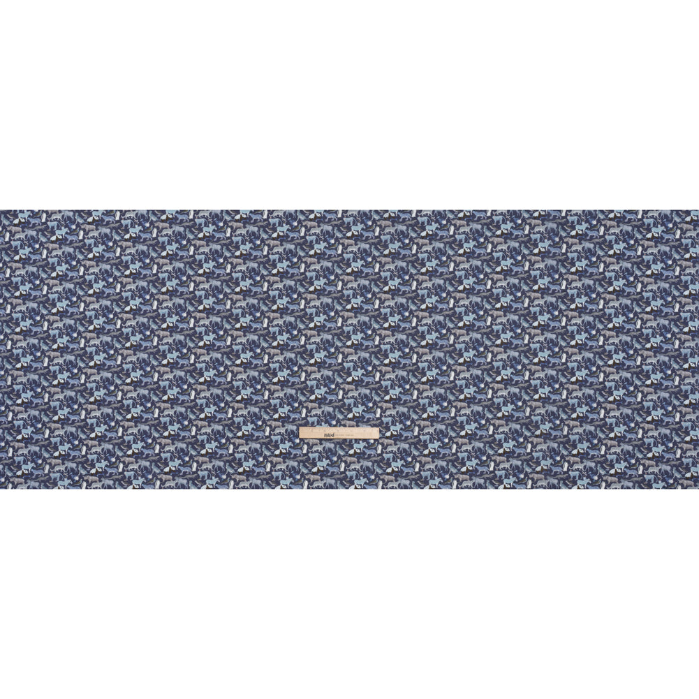 Liberty Fabrics Tana Lawn® - Quey 2 Dark Blue - Blue, Gray and White Animals with Clothes