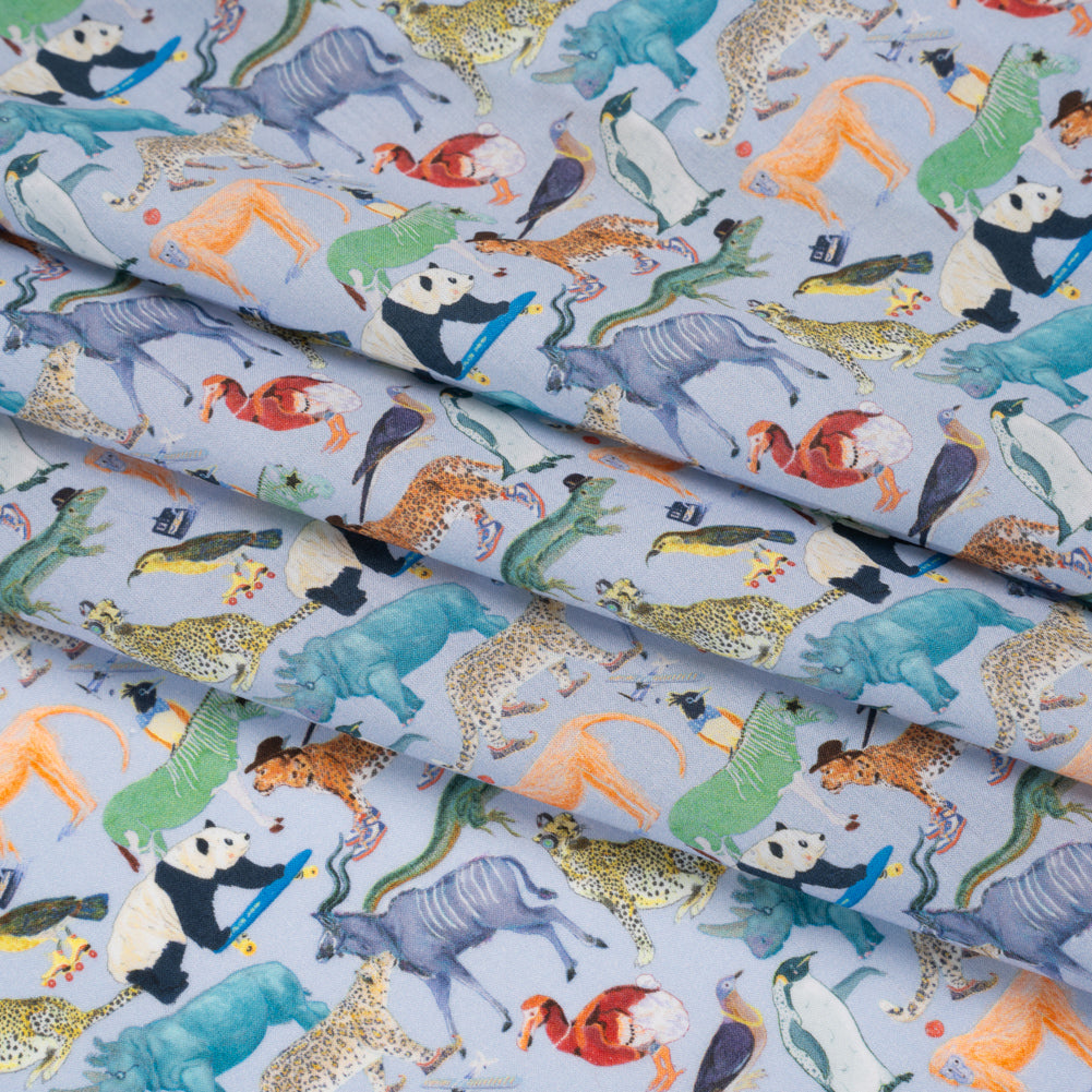 Liberty Fabrics Tana Lawn® - Quey 2 Multi Bright - Blue, Yellow and Green Animals with Clothes