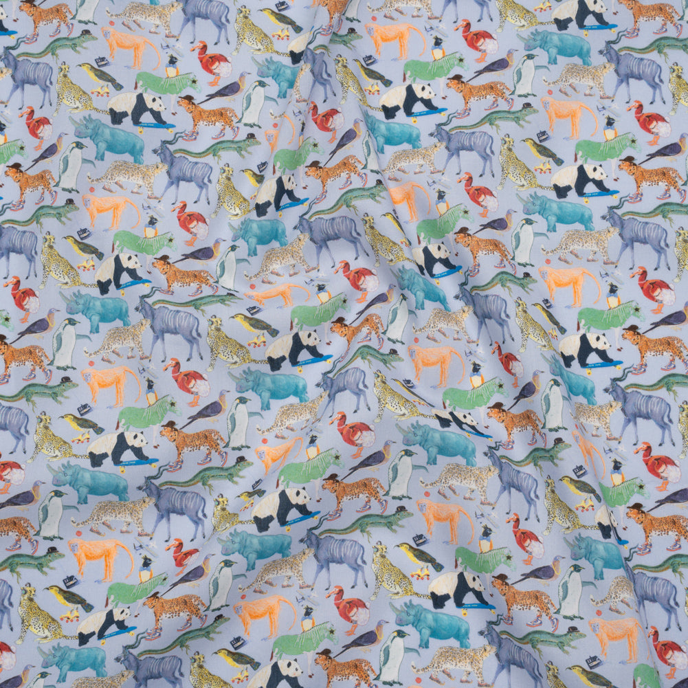 Liberty Fabrics Tana Lawn® - Quey 2 Multi Bright - Blue, Yellow and Green Animals with Clothes