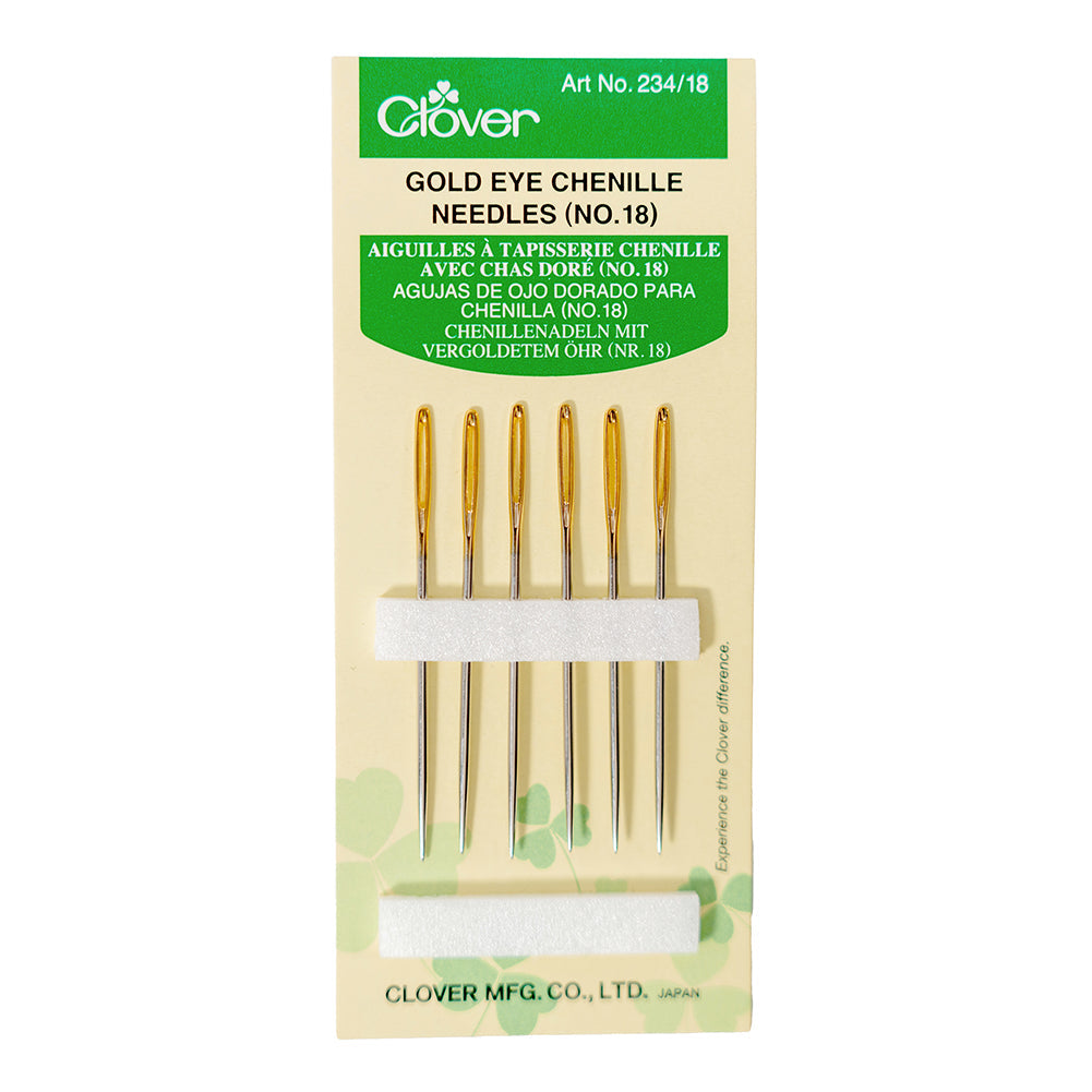 Clover Gold Eye Chenille Needles - Size 18 - 6 ct