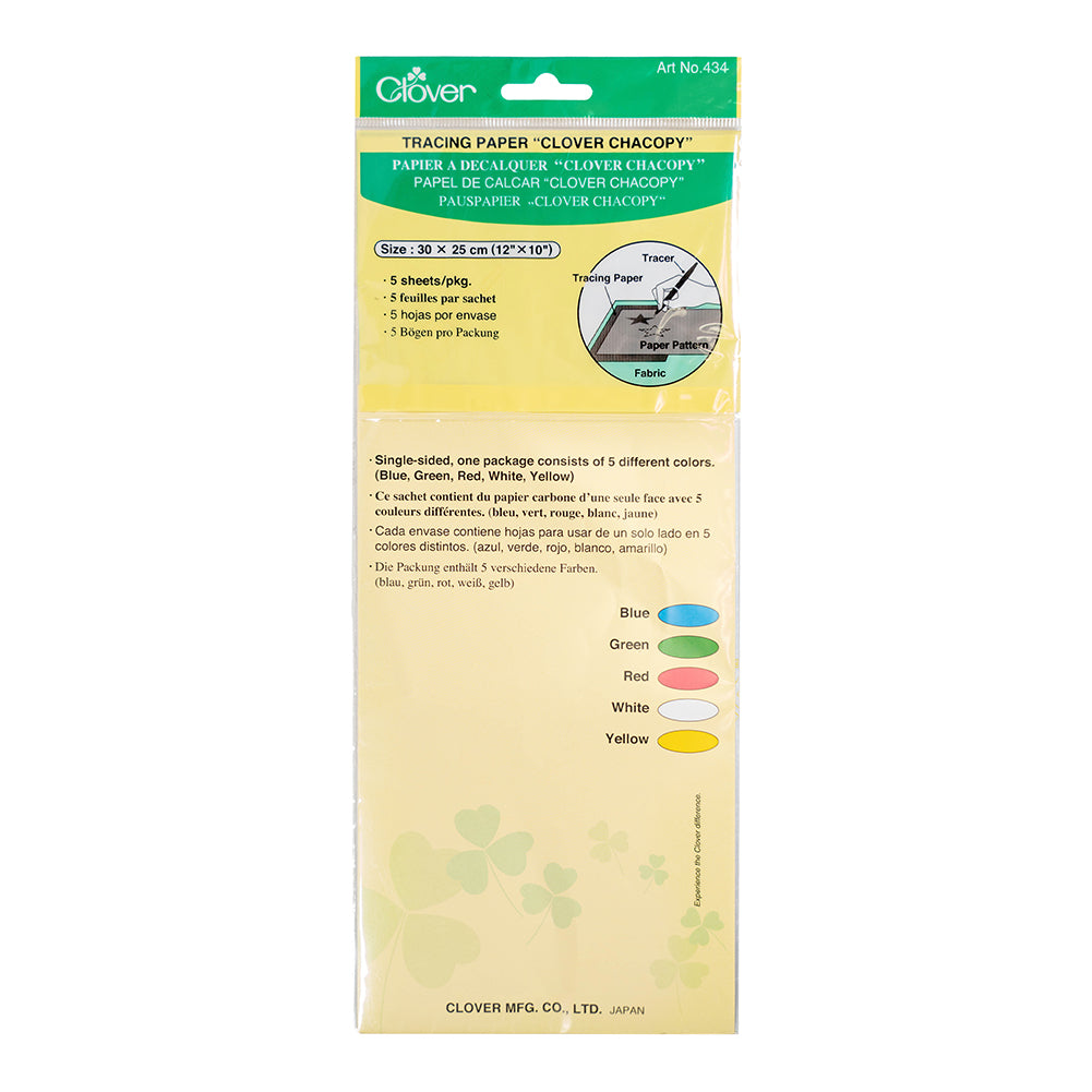 Clover Chacopy Tracing Paper - Multi Color Pack - 5 Sheets, 12" x 10"