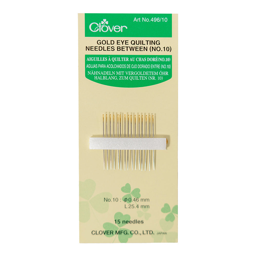 Clover Gold Eye Quilting Between Needles - Size 10 - 15 ct