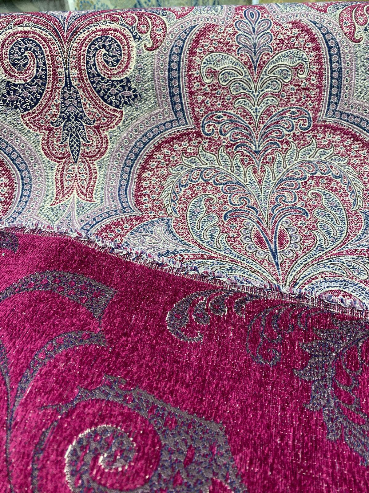 Robert Allen Shahmin Beet Chenille Fabric - Damask, Purple Lavender Beige With Hints Of Blue, 57" Width (1 Yard)
