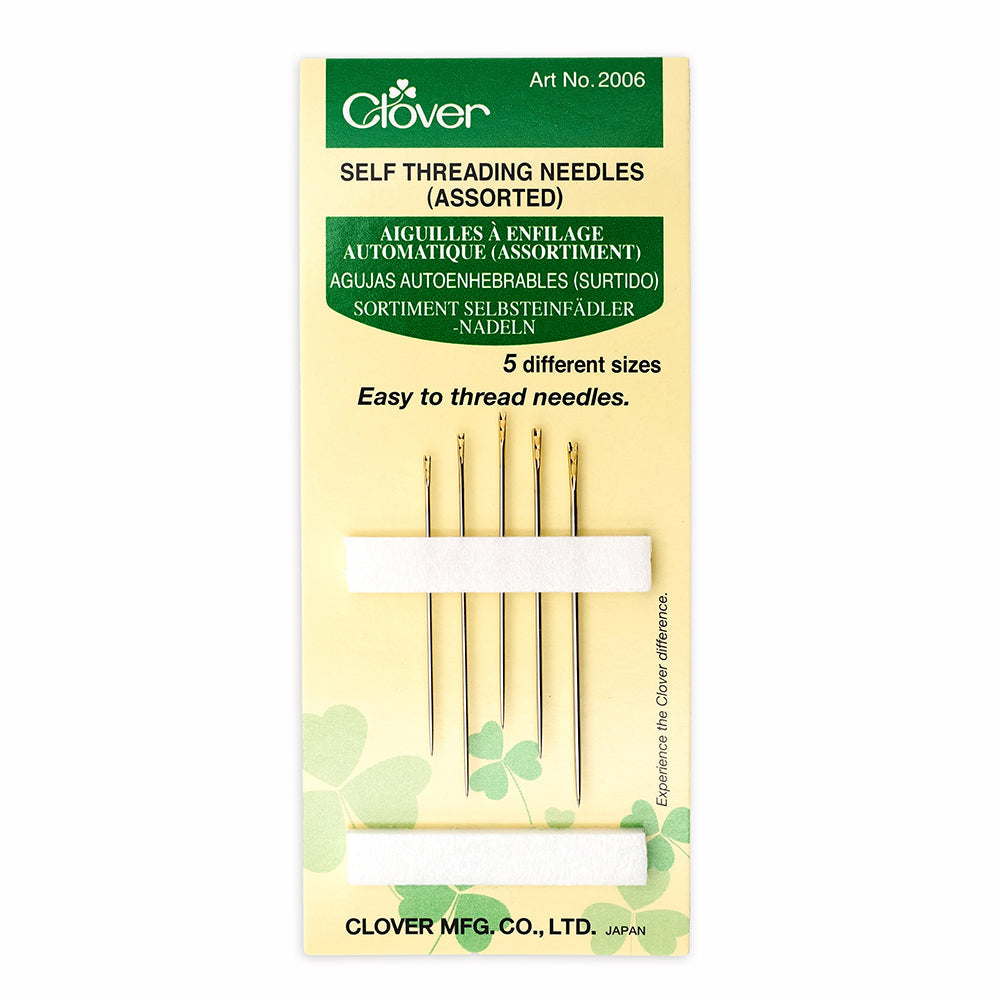 Clover Self Threading Hand Sewing Needles - Assorted Sizes - 5 ct
