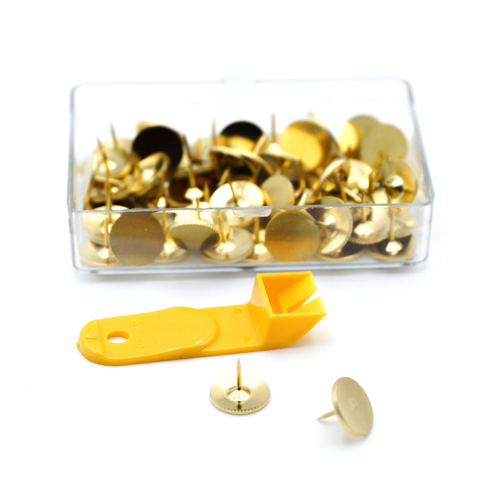 Clover Needlecraft Thumb Tacks with Remover - Brass - 60 pc