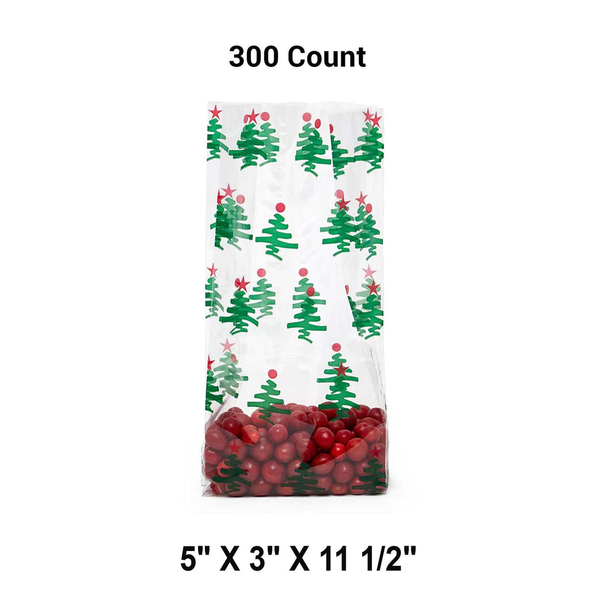 5” x 3” x 11.5” Holiday Cello Bags with Festive Patterns