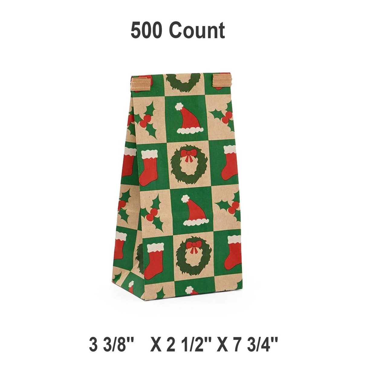 Holiday Tin Tie Bags Festive Packaging 3 3/8” x 2 1/2” x 7 3/4”