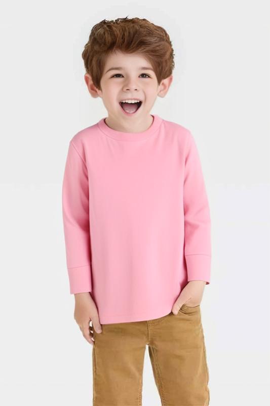 RADYAN® Toddler Cotton Jersey Long Sleeve Crewneck T-shirt - 3311