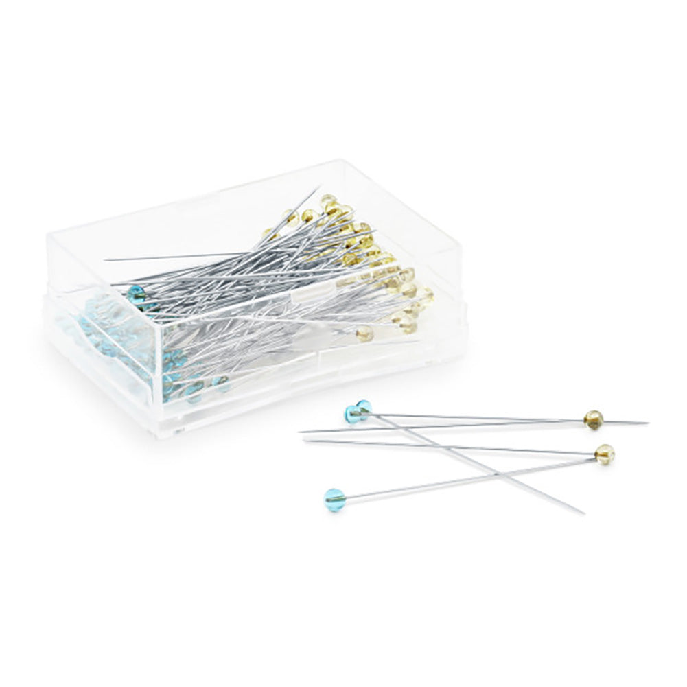 Dritz Crystal Glass Head Pins - 1.875" Assorted Colors - 100 PC