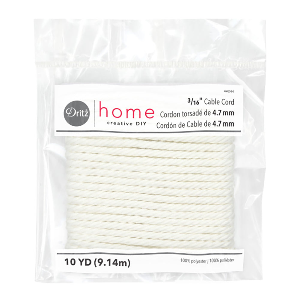Dritz Home Cable Cord - White - 3/16" x 10yds