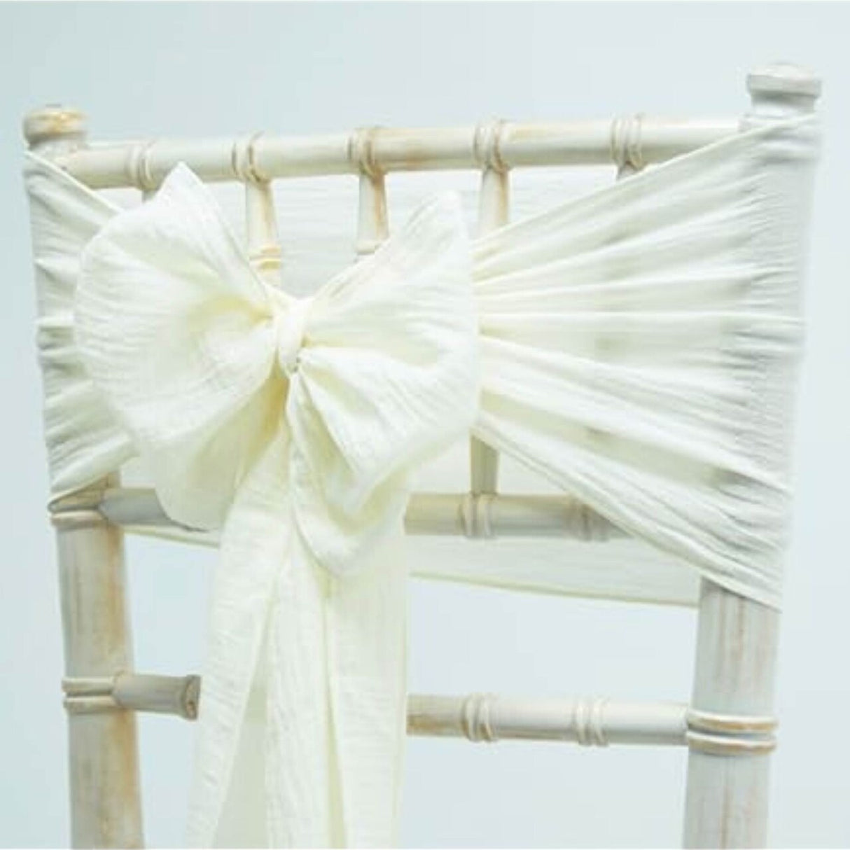 1 Piece White Chiffon Chair Back Cover with Sash Elegant Slipcover for Chiavari Chairs