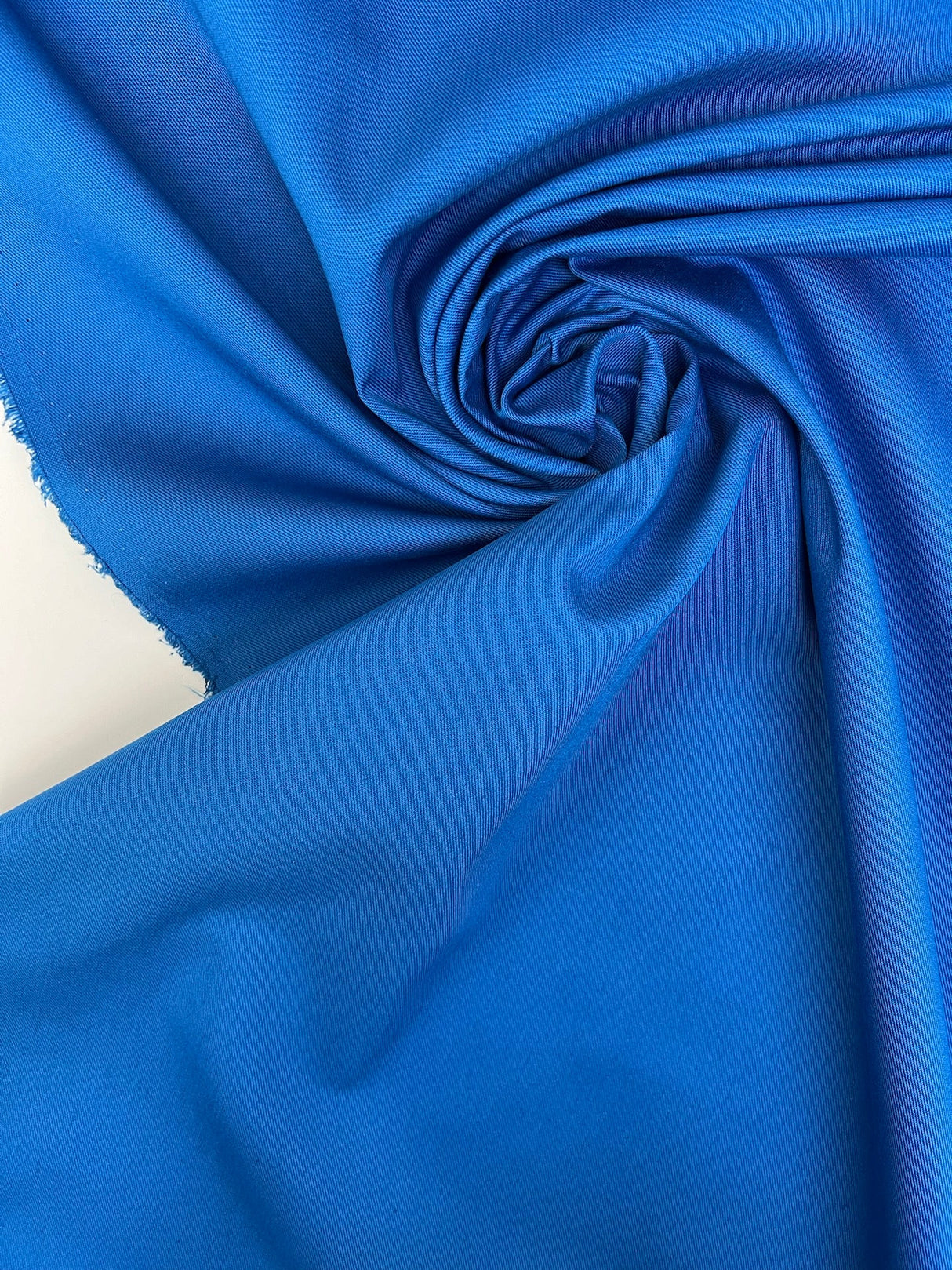 Blue Polyester Cotton Gabardine Twill