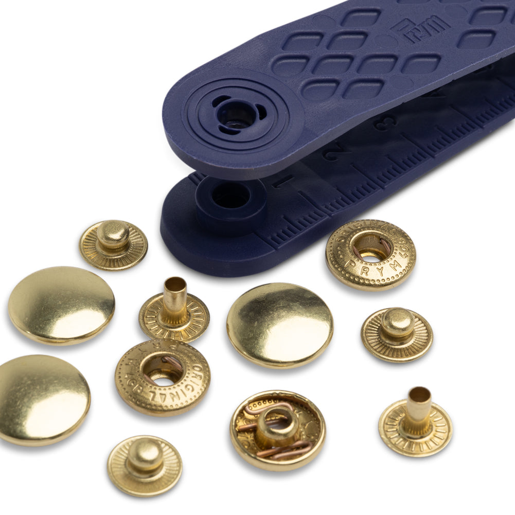 Prym Anorak Press Fasteners with Tools - Gold 15mm - 10pc