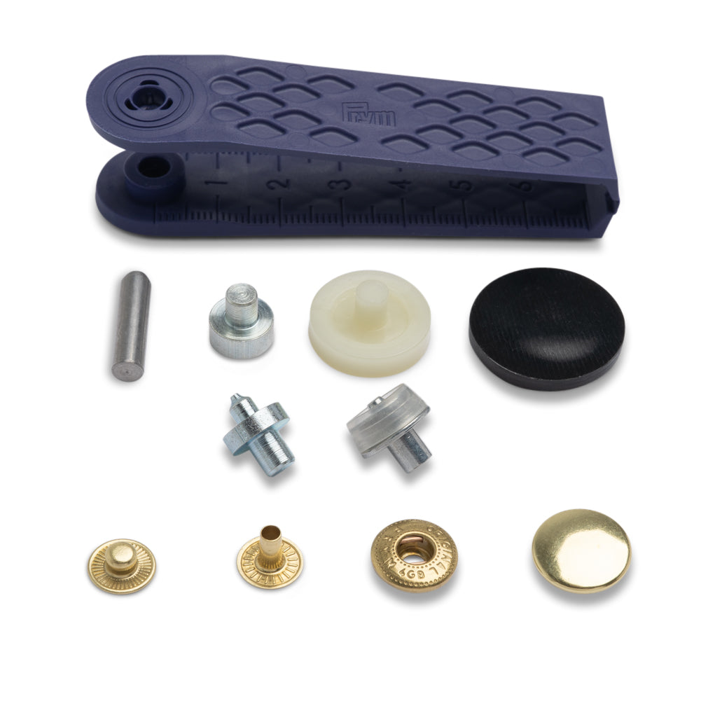Prym Anorak Press Fasteners with Tools - Gold 15mm - 10pc