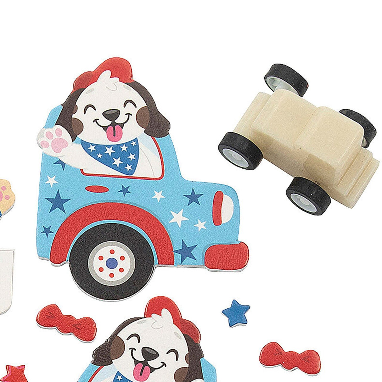 4 1/4" x 3 1/4" Patriotic Pig on a Motorcycle Pull-Back Craft Kit Makes 12