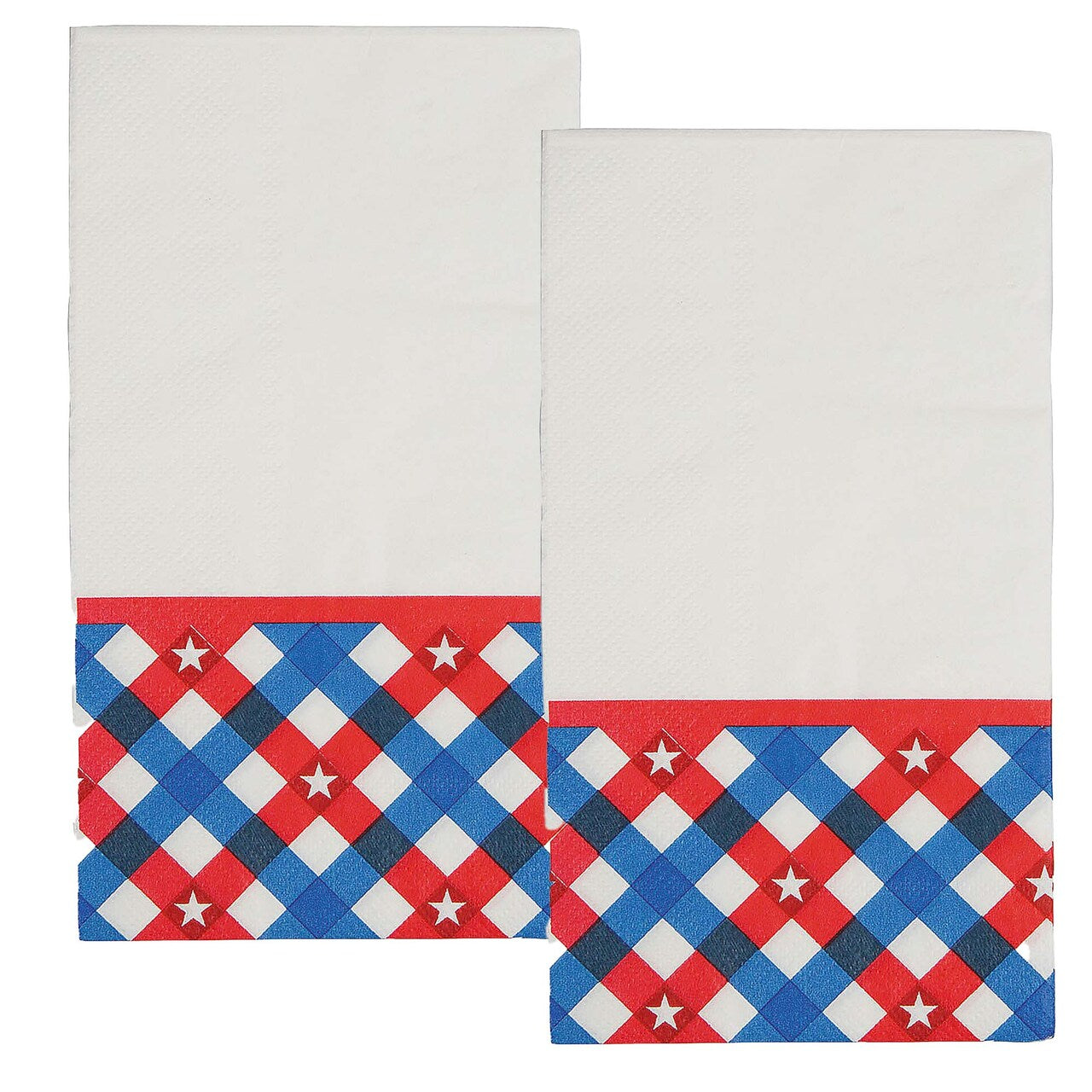 4 1/4" x 7 3/4" Patriotic Gingham Disposable Paper Dinner Napkins 16 Ct.