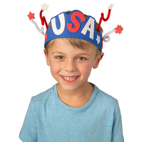 Patriotic USA Red, White & Blue Headband Craft Kits Makes 12