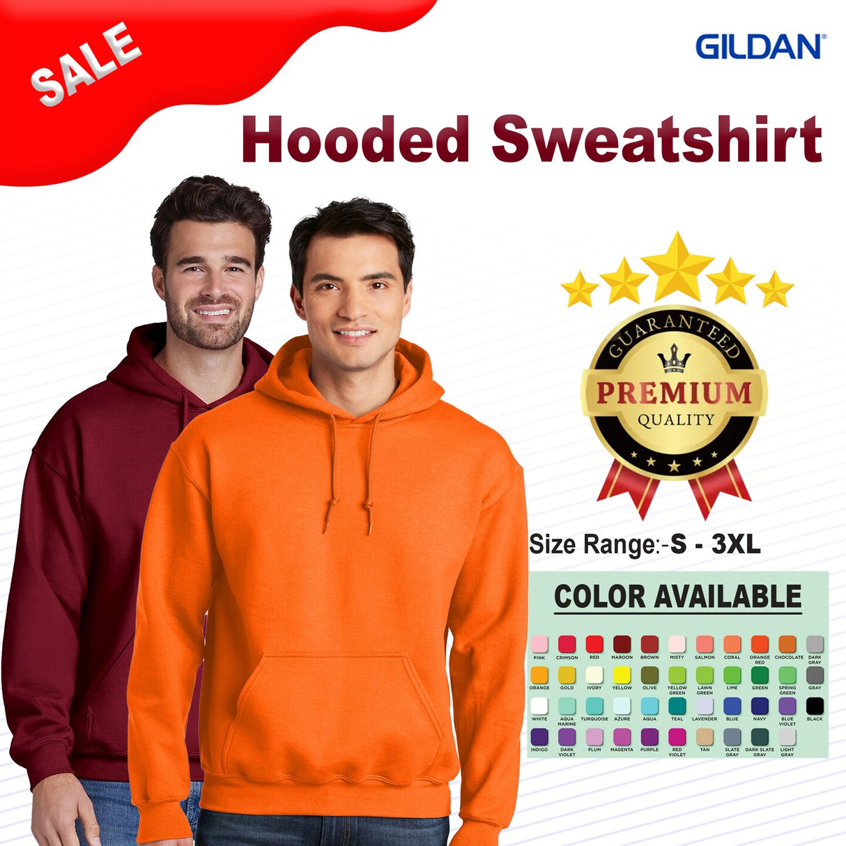 Gildan® Hooded Classic Fit Turtle Neck Long Sleeve Sweatshirt
