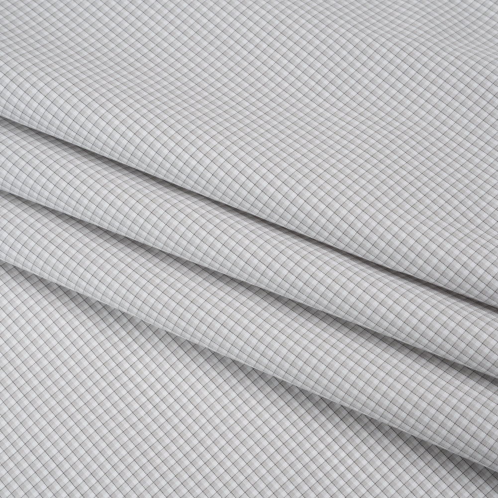 Cotton Shirting - Greige, White and Charcoal Shadowed Checks - Deadstock