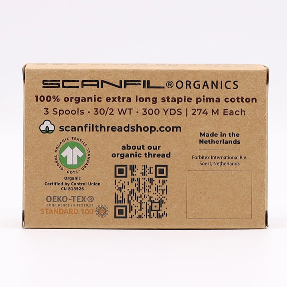 SCANFIL® 30wt Organic Pima Cotton Thread Trio Set - 3ct 300yd Spools - Holiday