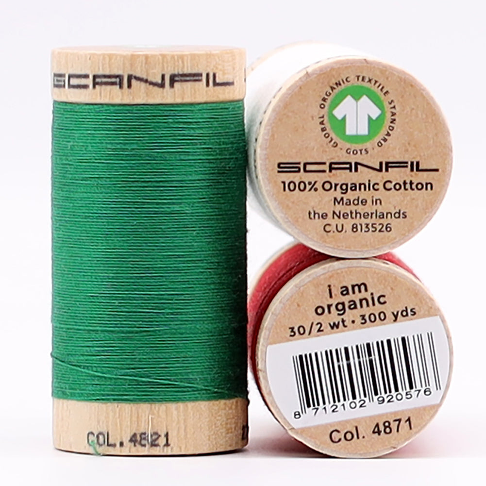 SCANFIL® 30wt Organic Pima Cotton Thread Trio Set - 3ct 300yd Spools - Holiday