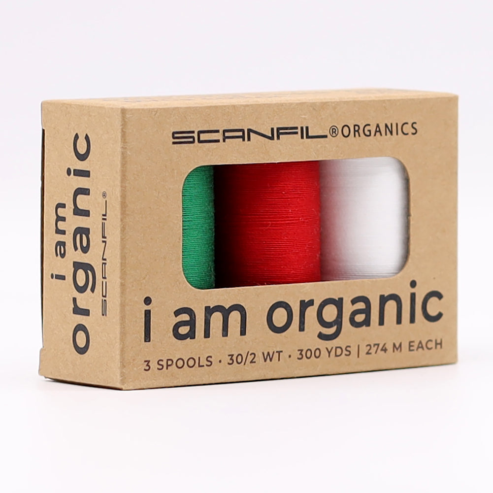 SCANFIL® 30wt Organic Pima Cotton Thread Trio Set - 3ct 300yd Spools - Holiday