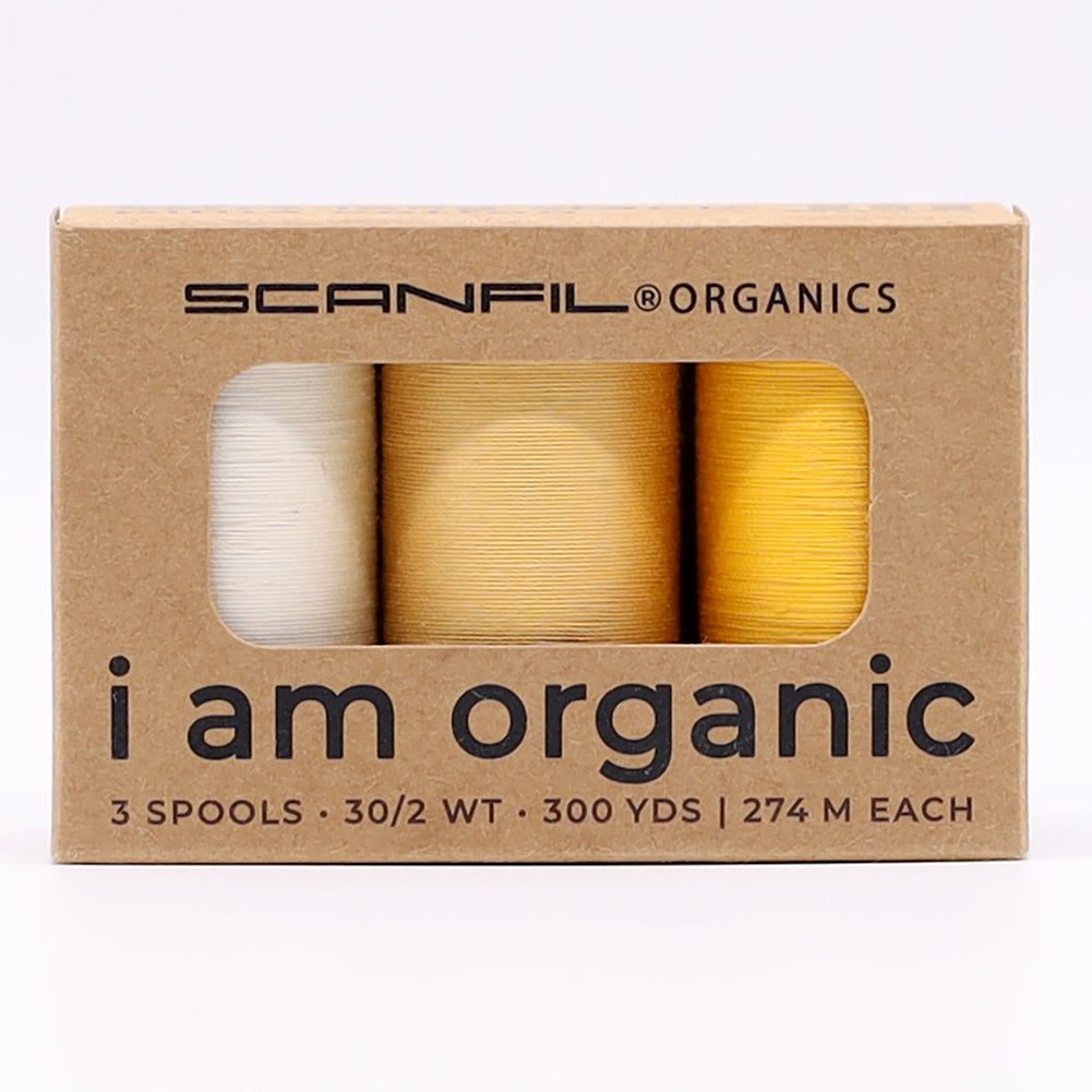 SCANFIL® 30wt Organic Pima Cotton Thread Trio Set - 3ct 300yd Spools - Sunshine Yellows