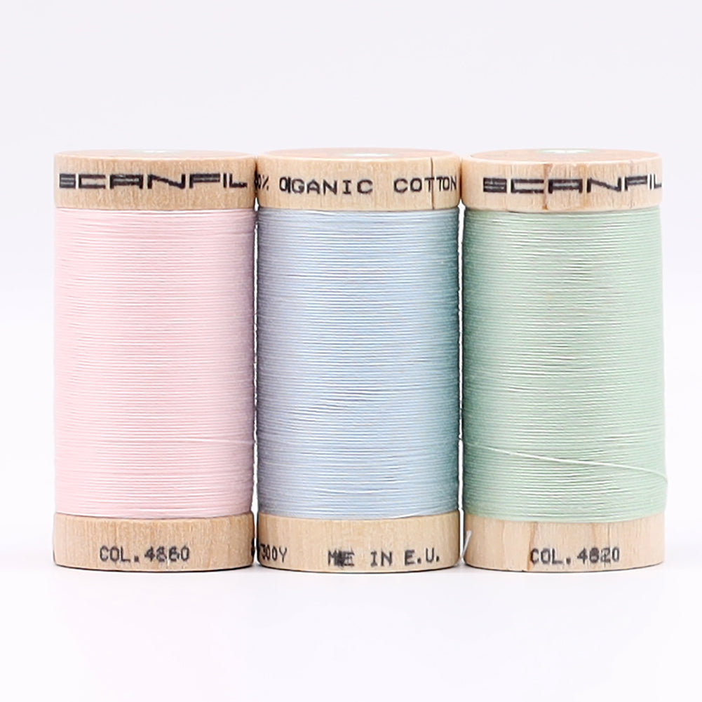 SCANFIL® 30wt Organic Pima Cotton Thread Trio Set - 3ct 300yd Spools - Baby Pastels