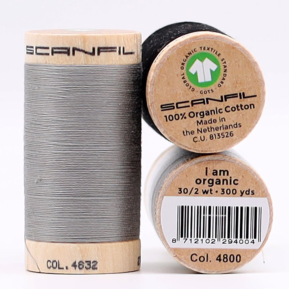 SCANFIL® 30wt Organic Pima Cotton Thread Trio Set - 3ct 300yd Spools - Achromatics