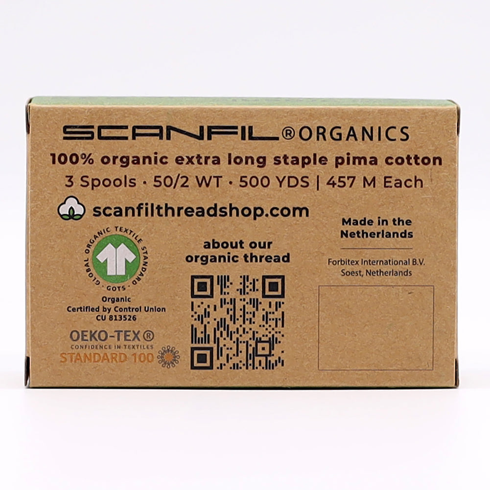 SCANFIL® 50wt Organic Pima Cotton Thread Trio Set - 3ct 500yd Spools - Holiday