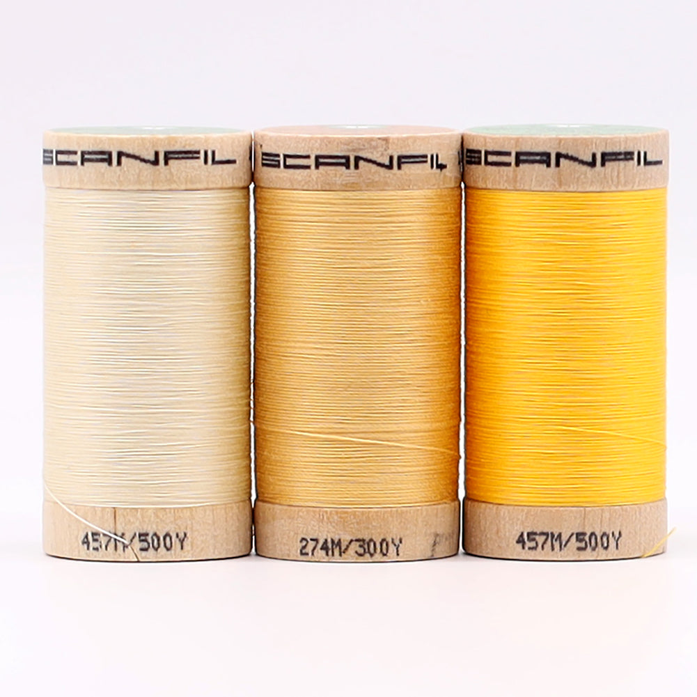 SCANFIL® 50wt Organic Pima Cotton Thread Trio Set - 3ct 500yd Spools - Sunshine Yellows
