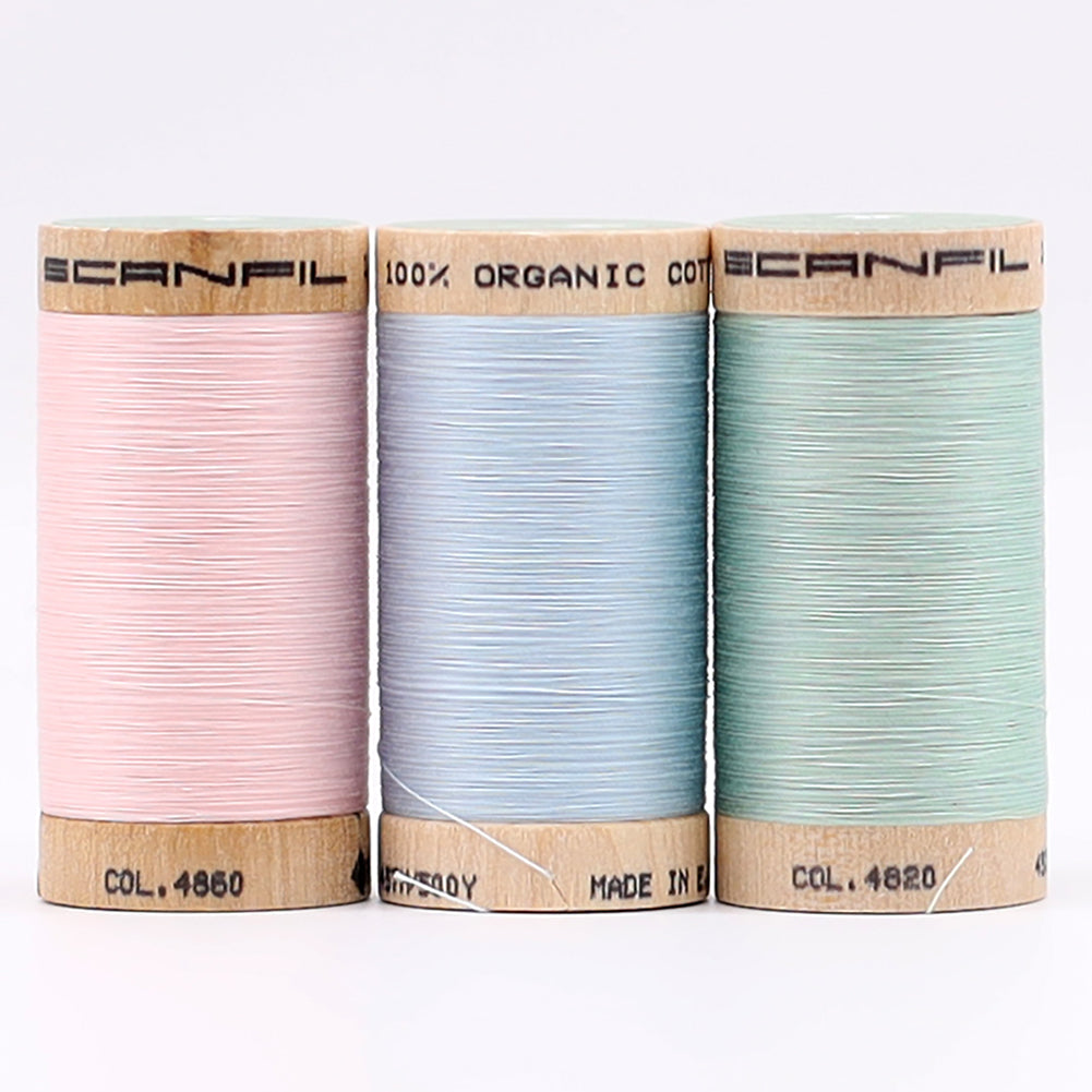 SCANFIL® 50wt Organic Pima Cotton Thread Trio Set - 3ct 500yd Spools - Baby Pastels
