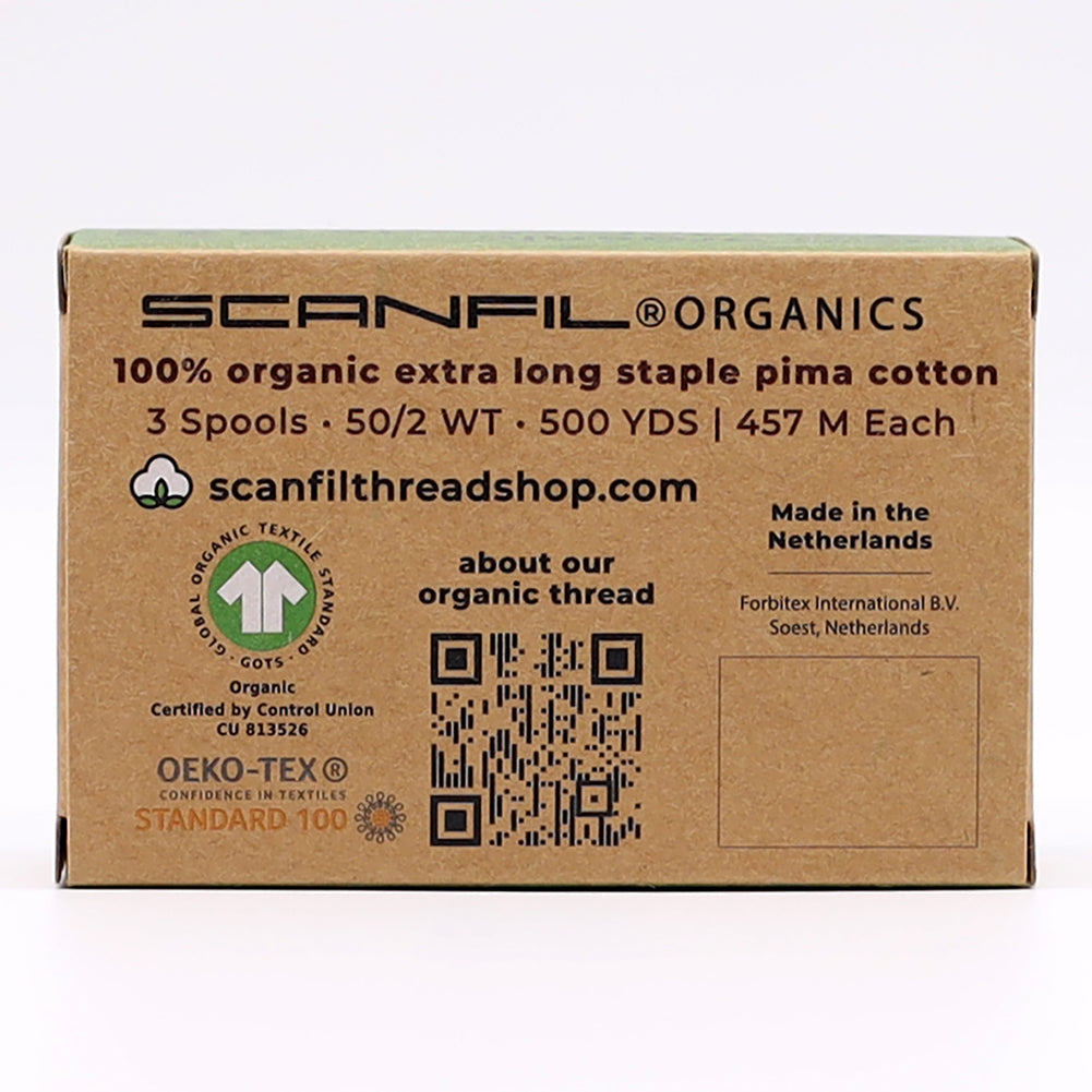 SCANFIL® 50wt Organic Pima Cotton Thread Trio Set - 3ct 500yd Spools - Foresty Greens