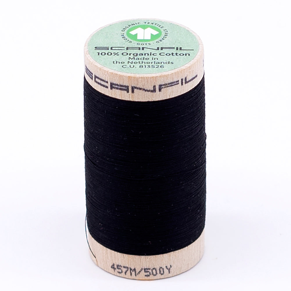 SCANFIL® 50wt Organic Pima Cotton Thread 500 yds - 4808 Jet Black