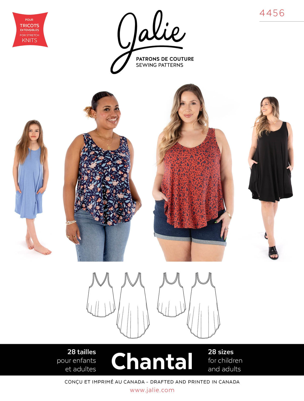 Sewing Pattern Chantal Swing Tank Top and Dress by Jalie