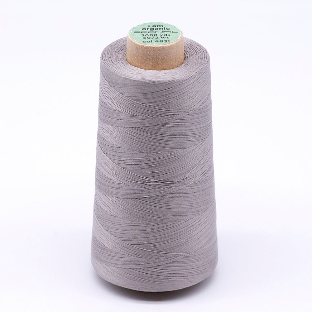 SCANFIL® 50wt Organic Pima Cotton Thread 5000 yd Cones - 4831 Chateau Gray