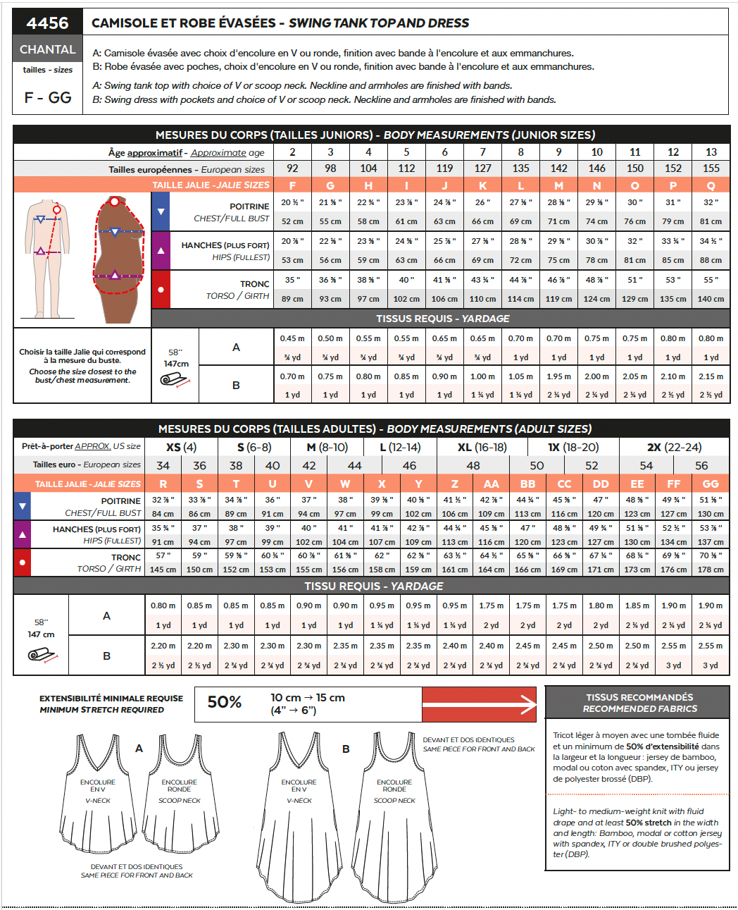 Sewing Pattern Chantal Swing Tank Top and Dress by Jalie