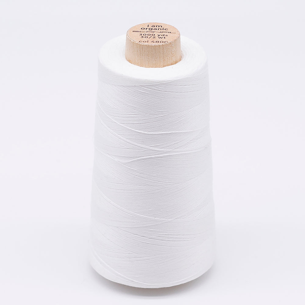 SCANFIL® 30wt Organic Pima Cotton Thread 3000 yd Cone - 4800 Bright White