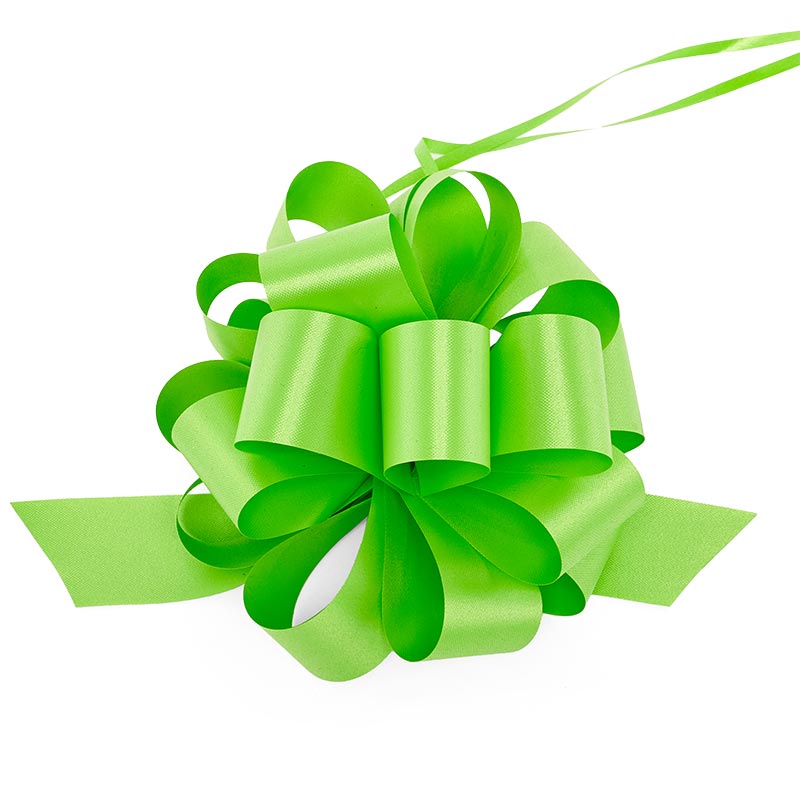 5" Large Poly Pull Bows – Lime Embossed, 1 1/4" Width, 5" Diameter (50 Pieces per Roll)