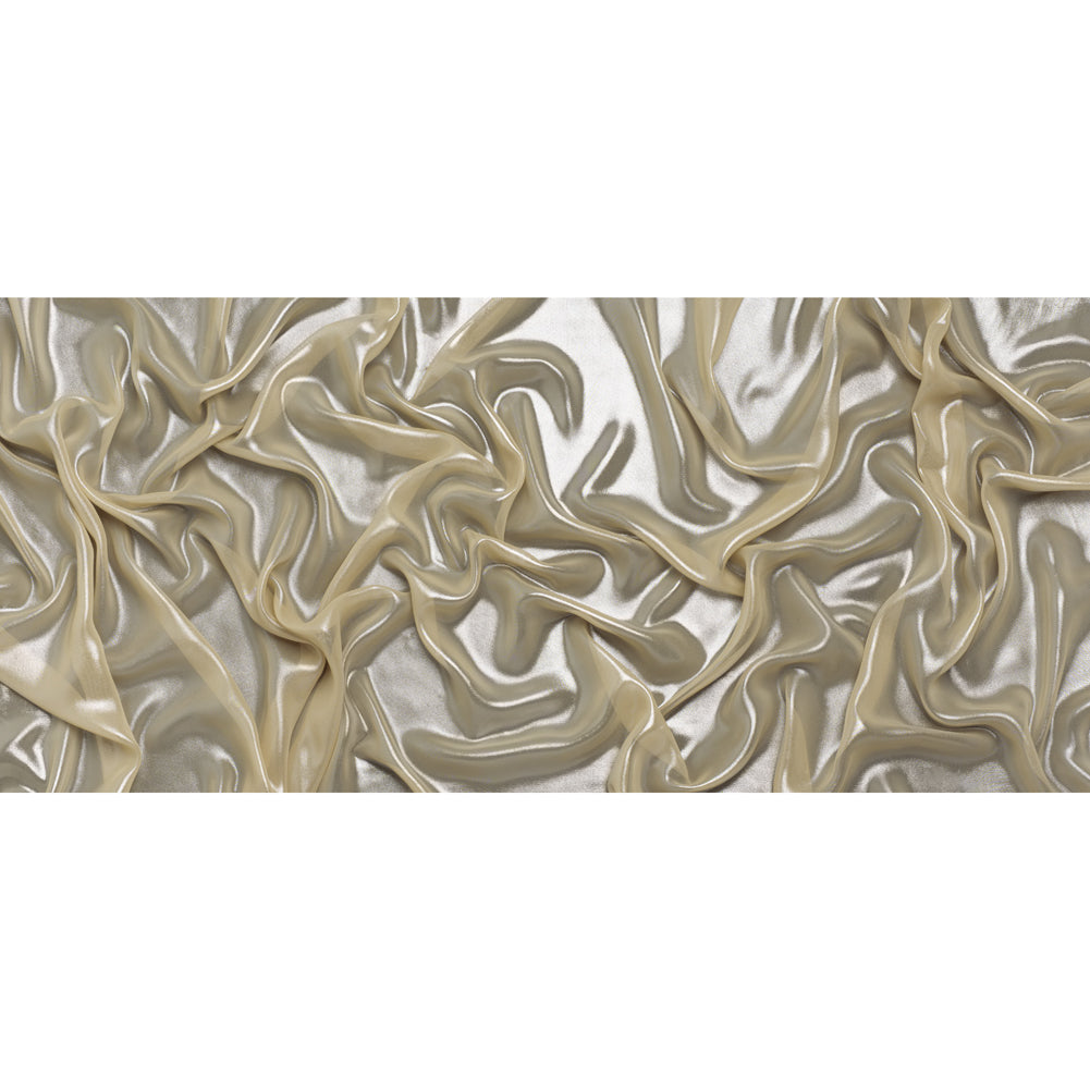Liquid Sheen Metallic Polyester Chiffon - Silver on Gold - Liquid Sheen Chiffon Collection