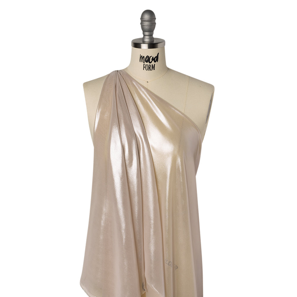 Liquid Sheen Metallic Polyester Chiffon - Silver on Pink - Liquid Sheen Chiffon Collection