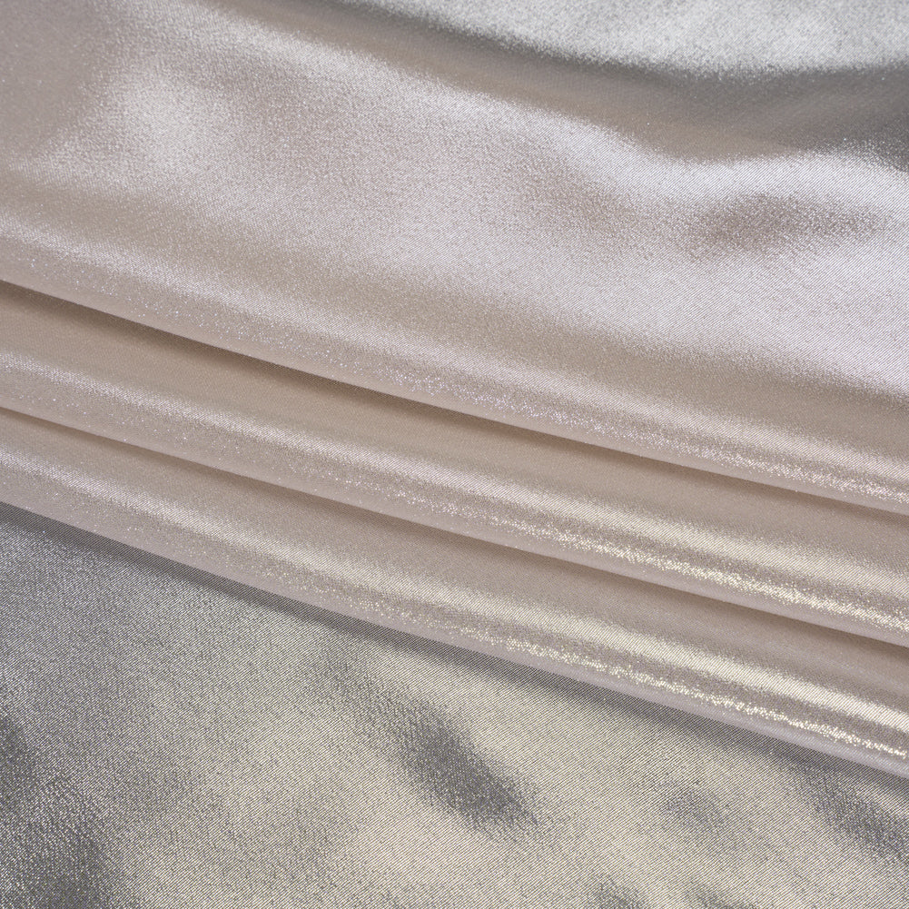 Liquid Sheen Metallic Polyester Chiffon - Silver on Pink - Liquid Sheen Chiffon Collection