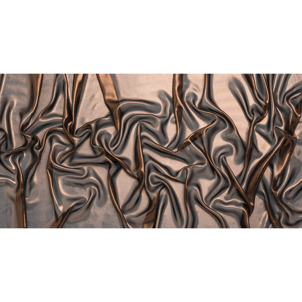 Liquid Sheen Metallic Polyester Chiffon - Copper on Black - Liquid Sheen Chiffon Collection