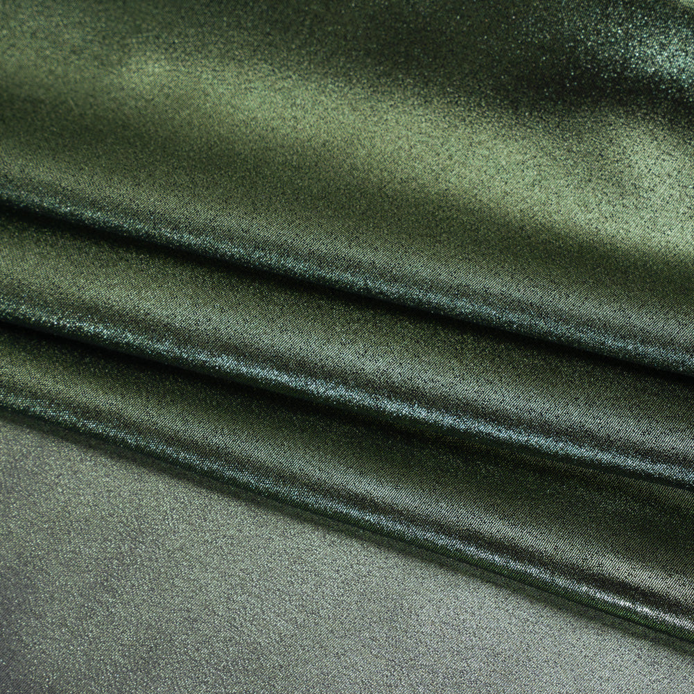 Liquid Sheen Metallic Polyester Chiffon - Green on Black - Liquid Sheen Chiffon Collection