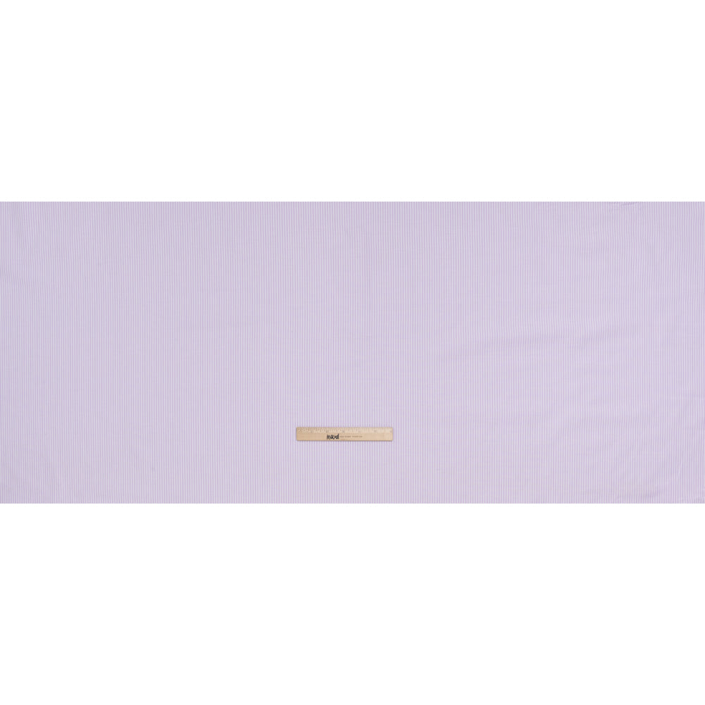 Cotton Oxford Shirting - Pale Lavender and White Candy Stripes - Designer Deadstock