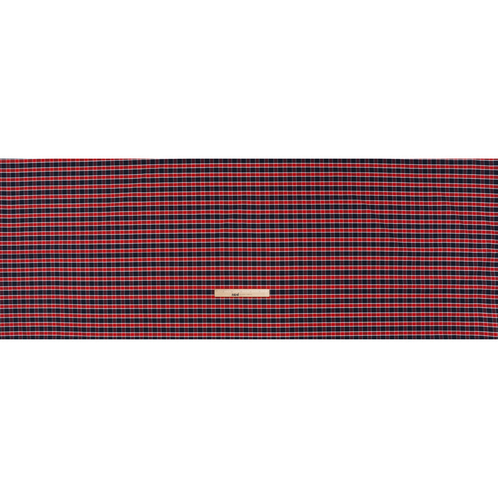 Cotton Oxford Shirting - Red, Blue and White Plaid - Deadstock
